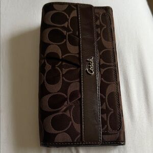 Coach Dark Brown Signature Clutch